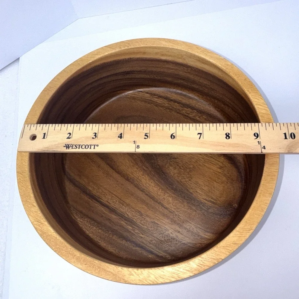 Acacia Wood Bowl Hand Turned Rustic Farmhouse Boho Serving Salad Fruit Bowl 10